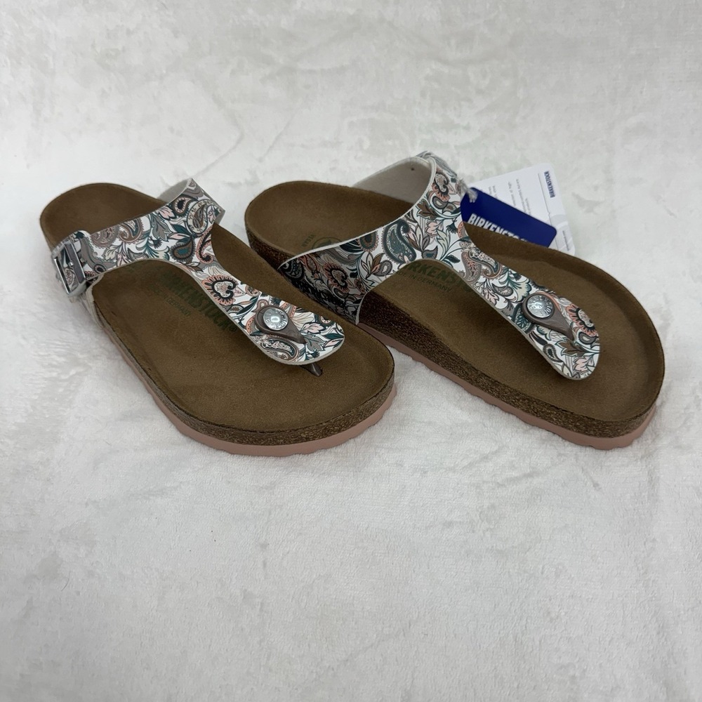 Birkenstock Gizeh Sandals Women 37 Paisley Antique White Vegan Thong NWOB - Picture 3 of 14